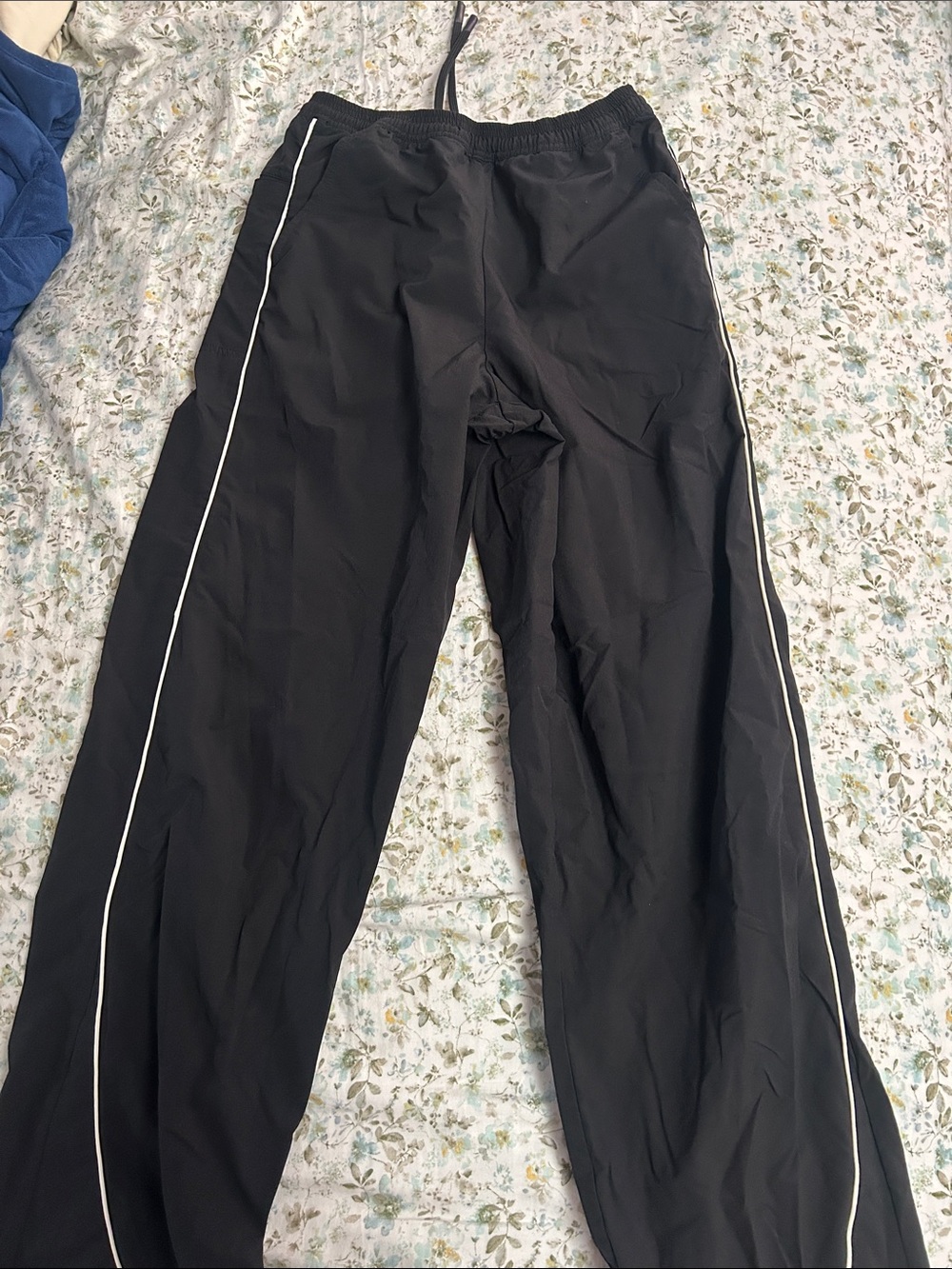 twik Black Track Pants with White Side Piping